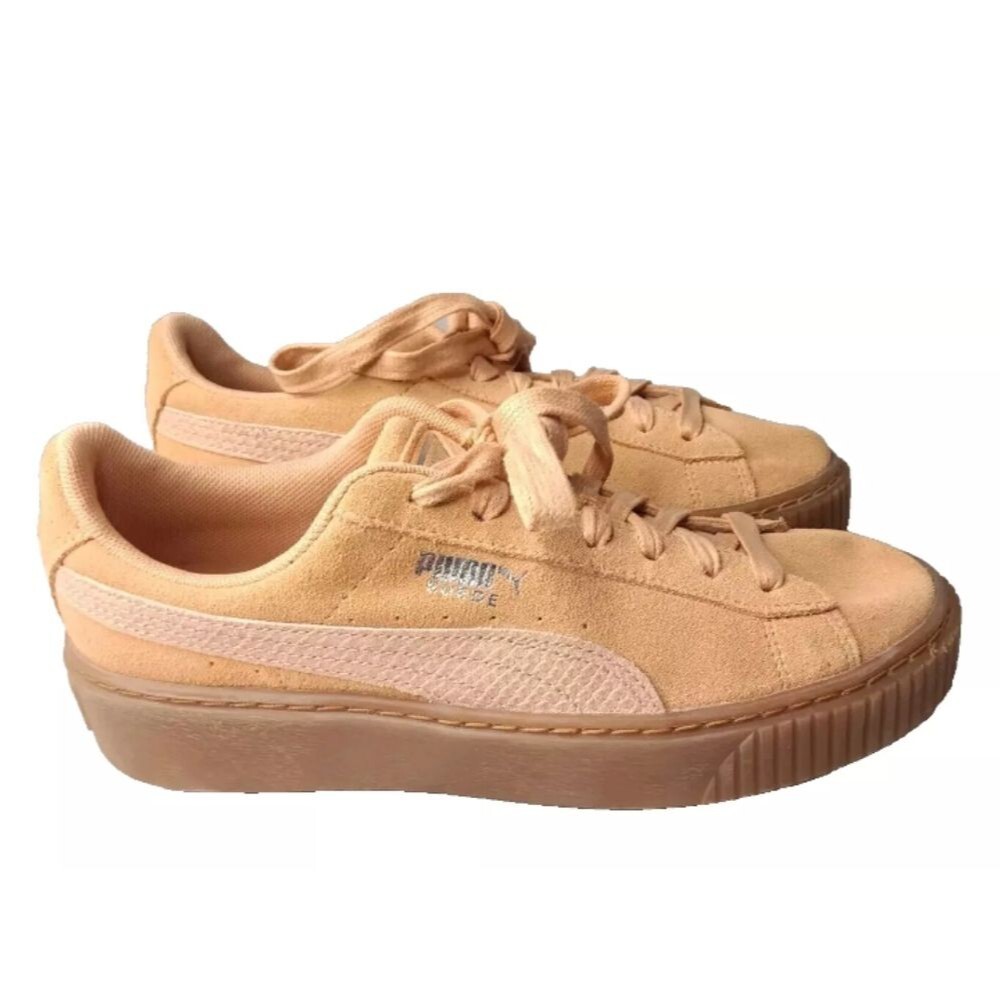 Puma Suede Platform Animal Shoes Women's 7.5 Sneaker Coral-Silver